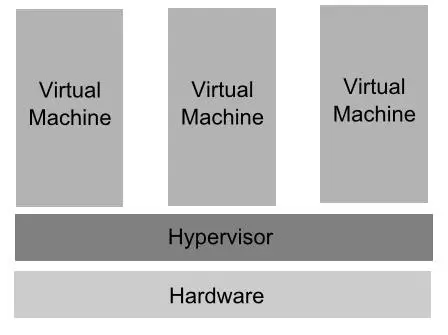 Type 1 Virtualization with Hypervisor running directly on hardware