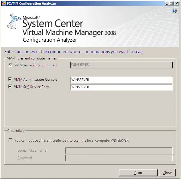 The System Center VMM Configuration Analyzer
