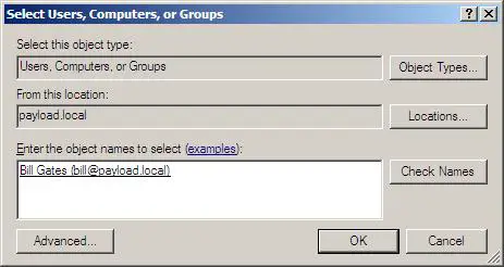 The Windows Server 2008 Select Users, Computers or Groups