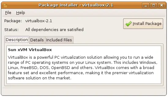 Installing VirtualBox with the Ubuntu Package Installer