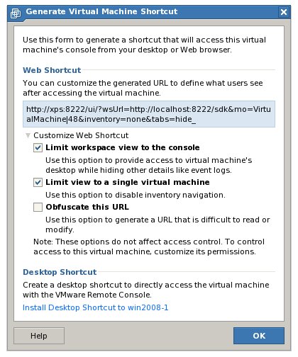 Configuring VMware Remote Console web shortcut options