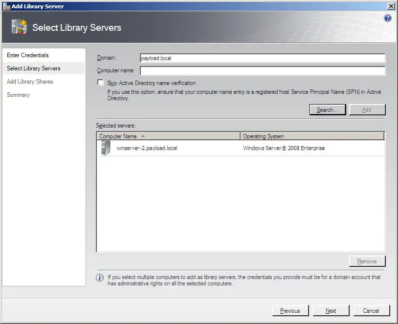 Selecting new VMM Library Servers