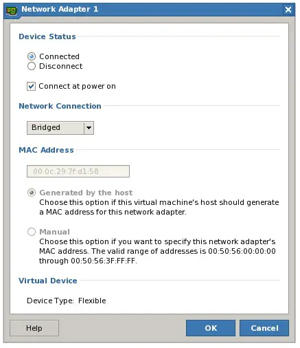Configuring virtual network adapter settings