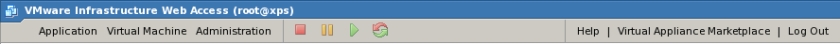 The VMware Server 2.0 VI Web Access Toolbar
